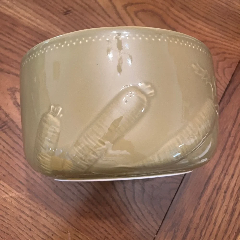 Pier 1 Imports Carrot Embossed Large Green Serving Bowl‎